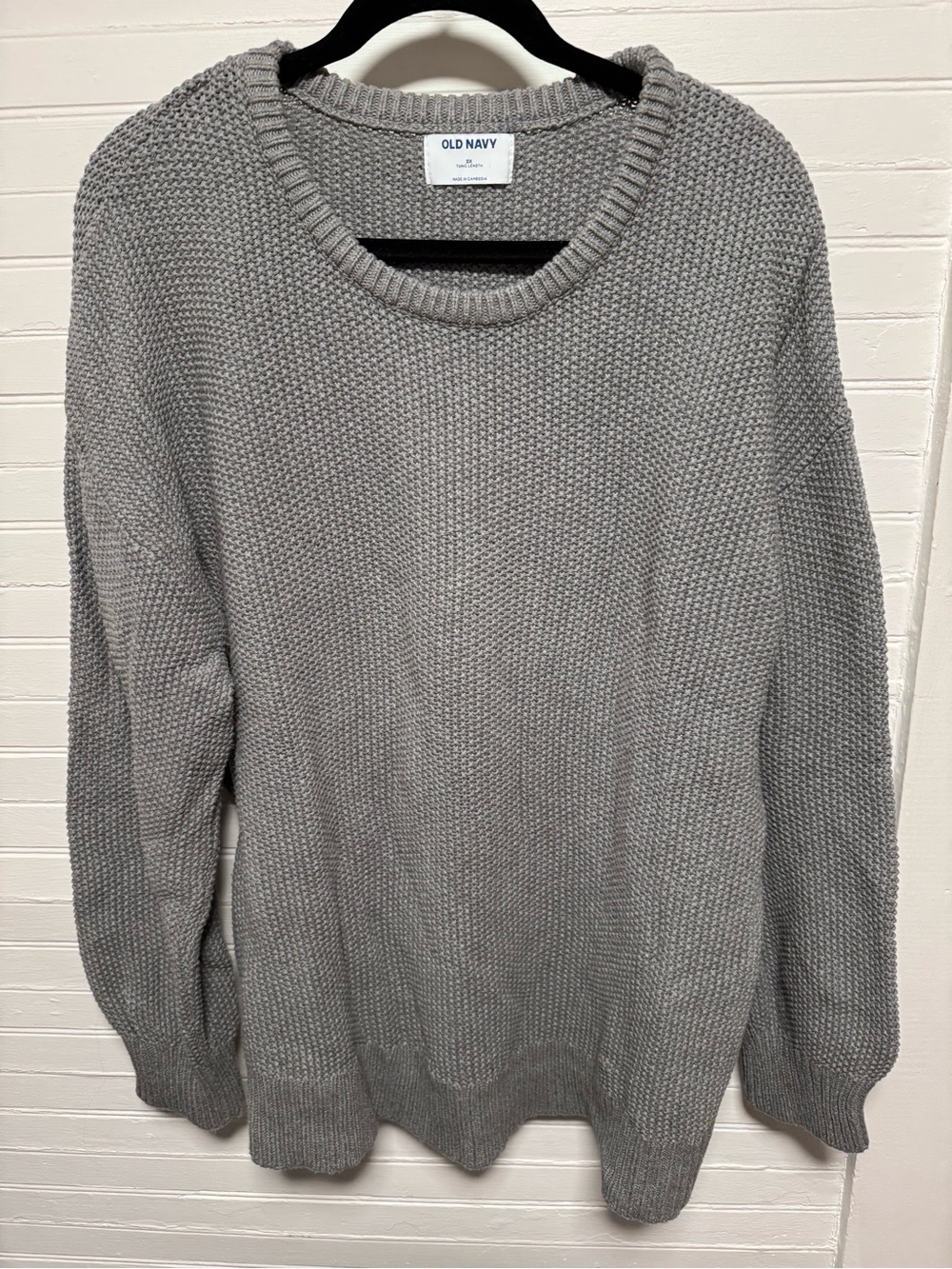 100% Cotton Gray Crewneck Knit Sweater